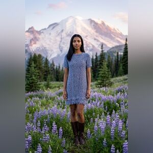 Style & Co. Heathered Blue Short Sleeve Knit Dress